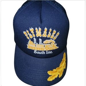 Plymales RailRoad South Inc Vntg 80s Snapback Trucker Style Hat Trains Blue/Gold